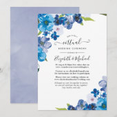 Blue Floral Online Virtual Wedding Einladung (Vorne/Hinten)