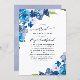 Blue Floral Online Virtual Wedding Einladung
