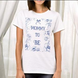 Blue Floral Ornament Vintag Baby Mommy to Be T-Shirt