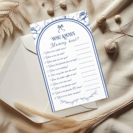 Blue Floral Ornament Vintag Baby Shower Game Flyer