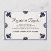 Blue Floral Otomi Simple Fiesta Spanish Wedding Begleitkarte (Vorderseite)