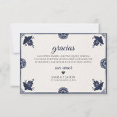 Blue Floral Otomi Simple Fiesta Spanish Wedding Dankeskarte (Vorderseite)