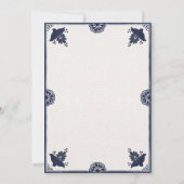 Blue Floral Otomi Simple Fiesta Spanish Wedding Einladung (Rückseite)