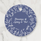 Blue Floral Outline Blessings of Spring to You Geschenkanhänger (Vorderseite)