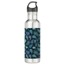 Blue Floral Paisley Retro Edelstahlflasche