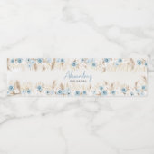 Blue Floral Pampas Grass Baby Dusche Wasserflaschenetikett (Einzelnes Label)