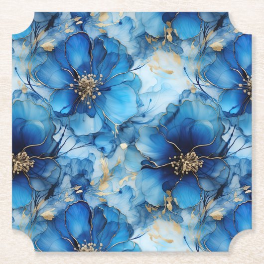 Blue floral paper coasters untersetzer (Vorderseite)
