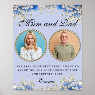 Blue Floral Parents of the Bride Vielen Dank, dass Poster