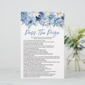 Blue Floral Pass - Brautparty des Preises Briefpapier (Stehend Vorderseite)