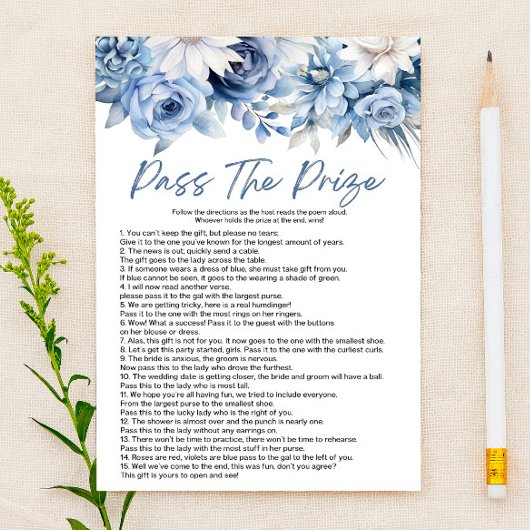 Blue Floral Pass - Brautparty des Preises Briefpapier