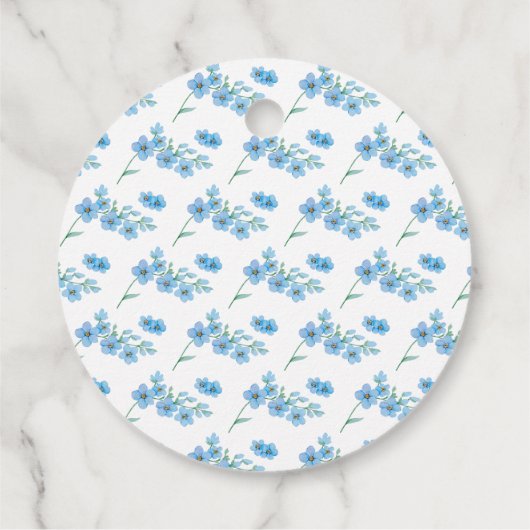 Blue Floral Pattern Baby Dusche Geschenkanhänger (Rückseite)