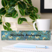 Blue Floral Pattern Beruflicher Manager Moderne Namensplakette