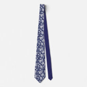 Blue Floral Pattern Custom Necktie Krawatte (Vorderseite)