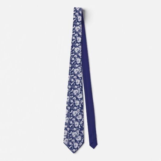 Blue Floral Pattern Custom Necktie Krawatte (Vorderseite)