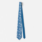 Blue Floral Pattern Custom Necktie Krawatte (Vorderseite)