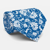 Blue Floral Pattern Custom Necktie Krawatte (Gerollt)