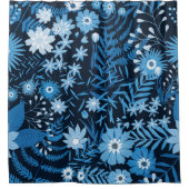 Blue Floral Pattern Duschvorhang (Vorderseite)