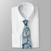 Blue Floral Pattern Neck Tie Krawatte (Gebunden)
