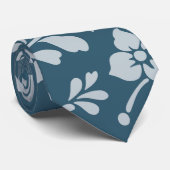 Blue Floral Pattern Neck Tie Krawatte (Gerollt)