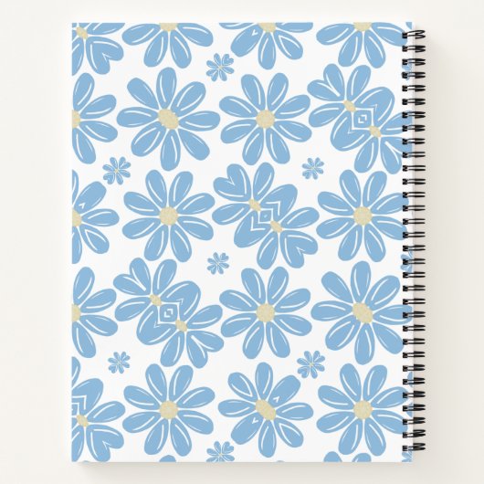 Blue Floral Pattern - Personalisiertes SpiralNoteb Notizblock (Rückseite)