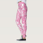 Blue Floral pattern.ST02. white Pink BG Leggings (Links)