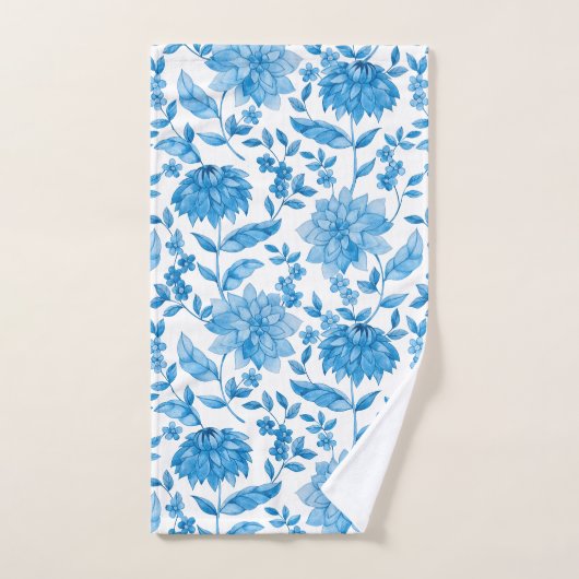 Blue floral pattern towels on display badhandtuch set (Handtuch)