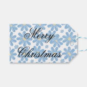 Blue Floral Pattern - Weihnachts-Geschenktasten Geschenkanhänger (Vorderseite (Horizontal))