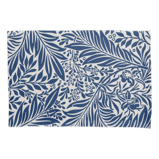 blue floral pattern with diverse leaves & blossoms kissenbezug (Vorderseite-Links)