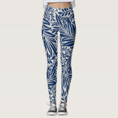 blue floral pattern with diverse leaves & blossoms leggings (Vorderseite)