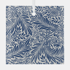 blue floral pattern with diverse leaves & blossoms ornament aus glas