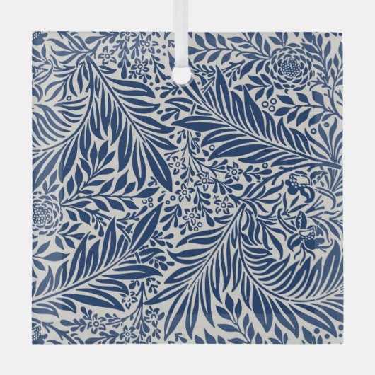 blue floral pattern with diverse leaves & blossoms ornament aus glas (Vorderseite)