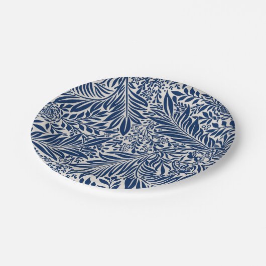 blue floral pattern with diverse leaves & blossoms pappteller (Schrägansicht)