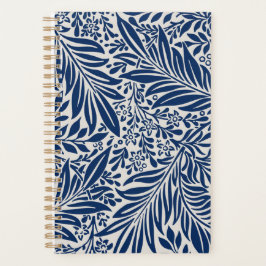 blue floral pattern with diverse leaves & blossoms planer
