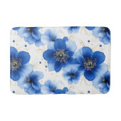 Blue Floral Pattern with Gold Accents Badematte (Vorderseite)