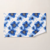 Blue Floral Pattern with Gold Accents Badhandtuch Set (Handtuch)