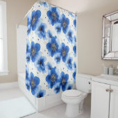 Blue Floral Pattern with Gold Accents Duschvorhang (Beispiel)
