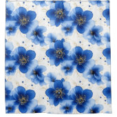 Blue Floral Pattern with Gold Accents Duschvorhang (Vorderseite)