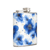 Blue Floral Pattern with Gold Accents Flachmann (Rechts)