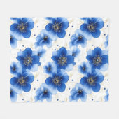 Blue Floral Pattern with Gold Accents Fleecedecke (Vorderseite (Horizontal))