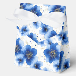 Blue Floral Pattern with Gold Accents Geschenkschachtel