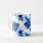 Blue Floral Pattern with Gold Accents Kaffeetasse (Vorderseite Links)