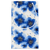 Blue Floral Pattern with Gold Accents Kleine Geschenktüte (Rückseite)