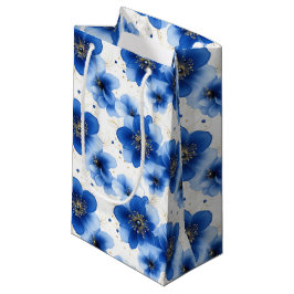 Blue Floral Pattern with Gold Accents Kleine Geschenktüte