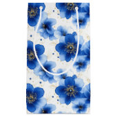 Blue Floral Pattern with Gold Accents Kleine Geschenktüte (Vorderseite)