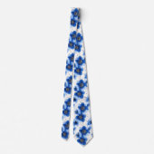 Blue Floral Pattern with Gold Accents Krawatte (Rückseite)