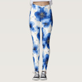 Blue Floral Pattern with Gold Accents Leggings (Vorderseite)