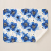 Blue Floral Pattern with Gold Accents Sherpadecke (Vorderseite (Horizontal))