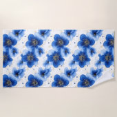 Blue Floral Pattern with Gold Accents Strandtuch (Vorderseite)
