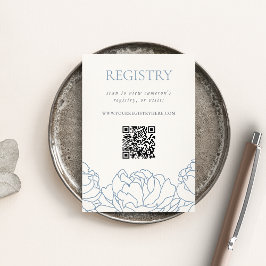 Blue Floral Peony Brautparty Registry QR Begleitkarte