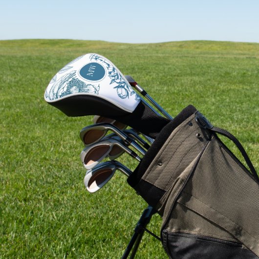 Blue Floral Peony Golf Head Cover Golf Headcover (In SItu)